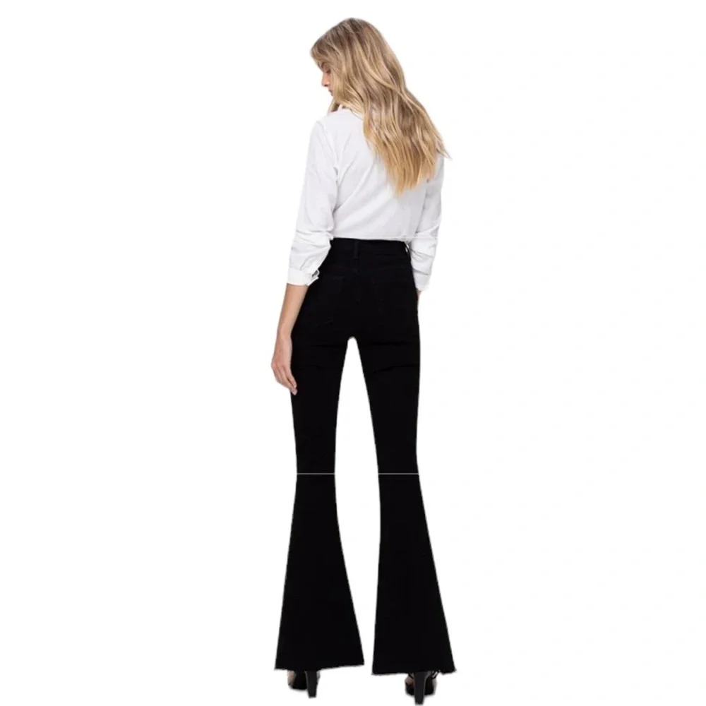 Vervet High Rise Super Flare Distressed Raw Hem VERVET by Flying Monkey Jeans 32